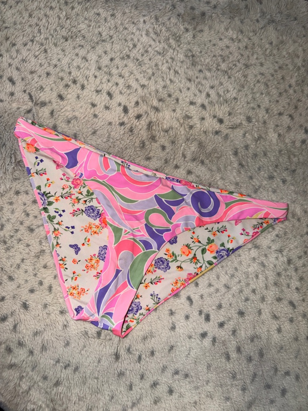 Maaji Colorful Floral & Swirl Bikini Bottom - Pink, Purple, Green